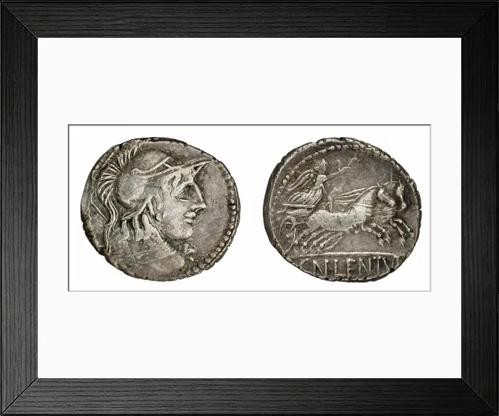 Framed Print : ﻿denarius. Cornelius Lentulus Clodianus, Cn. (fl. 88 a.C.; 72 a.C.), monetary officer, Republika Rzymska, issuer