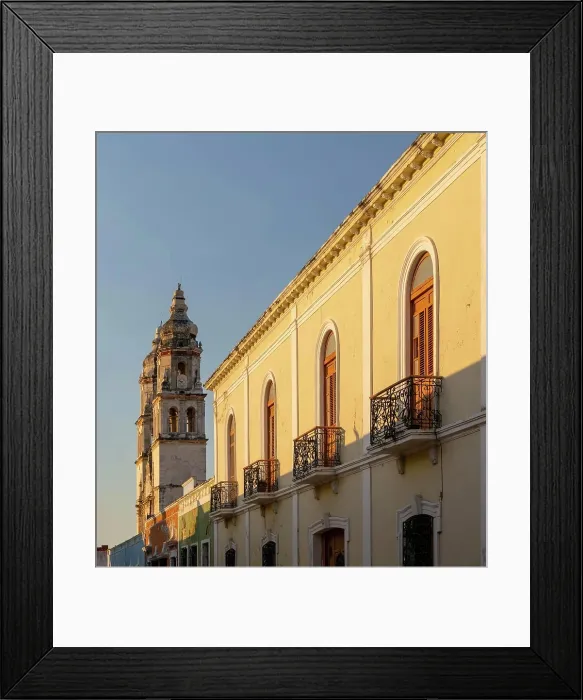 Framed Print : View to cathedral church with Spanish colonial architecture, Campeche city, Campeche State, Mexico Framed Print : View to cathedral church with Spanish colonial architecture, Campeche city, Campeche State, Mexico