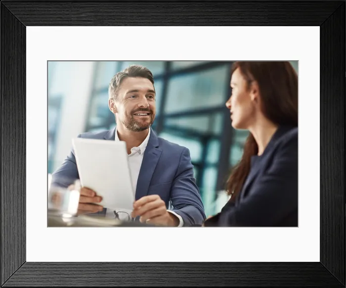 Framed Print : Tablet, teamwork and business people meeting in office workplace Framed Print : Tablet, teamwork and business people meeting in office workplace