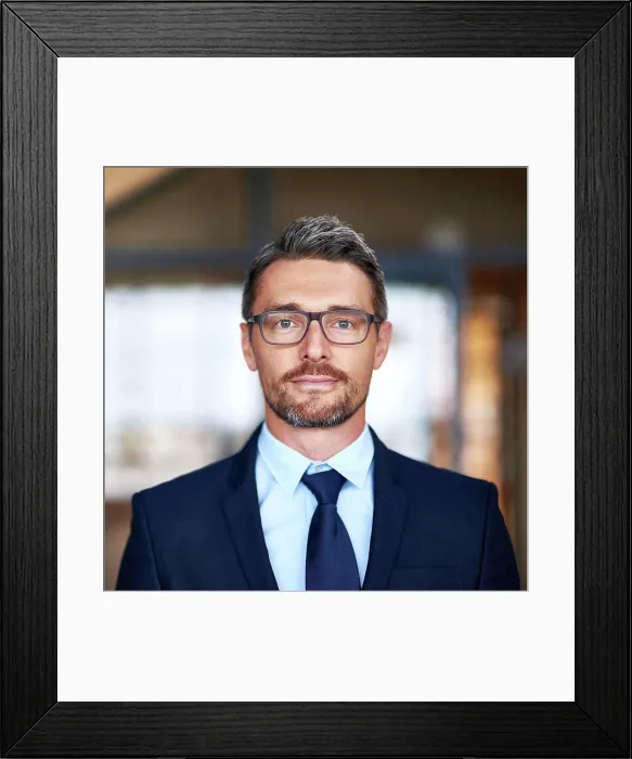 Framed Print : Mature businessman, portrait and confidence in office with pride for employee in finance company Framed Print : Mature businessman, portrait and confidence in office with pride for employee in finance company