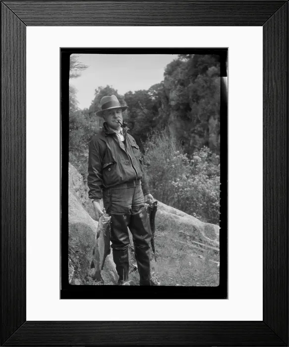 Framed Print : Fisherman, Taupo trip, 1938, Bay of Plenty, by J.W. Chapman-Taylor Framed Print : Fisherman, Taupo trip, 1938, Bay of Plenty, by J.W. Chapman-Taylor