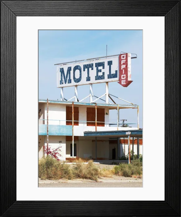 Framed Print : Abandoned motel on shore of Salton Sea, Bombay Beach, Imperial County, California, USA