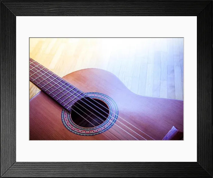 Framed Print : Classical guitar and strings, professional instrument