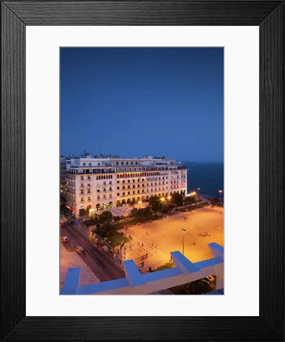 Framed Print : Greece, Central Macedonia, Thessaloniki, Aristotelous Square, buildings, elevated view, dusk Framed Print : Greece, Central Macedonia, Thessaloniki, Aristotelous Square, buildings, elevated view, dusk