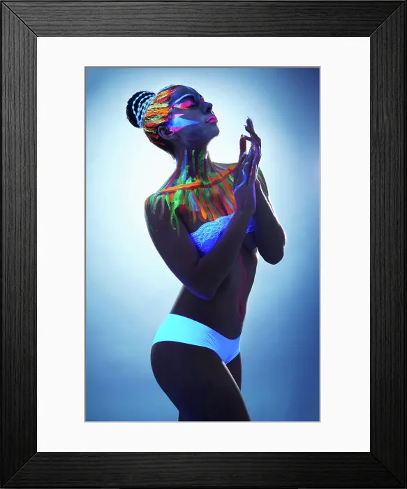 Framed Print : Sexy young woman posing with glowing body art Image of sexy young woman posing with glowing body art Framed Print : Sexy young woman posing with glowing body art Image of sexy young woman posing with glowing body art