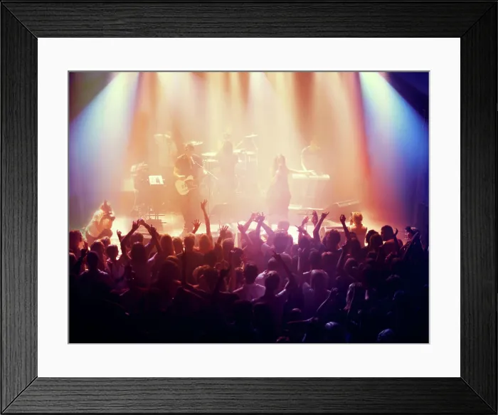 Framed Print : Concert, band and music with hands from people at dj Framed Print : Concert, band and music with hands from people at dj