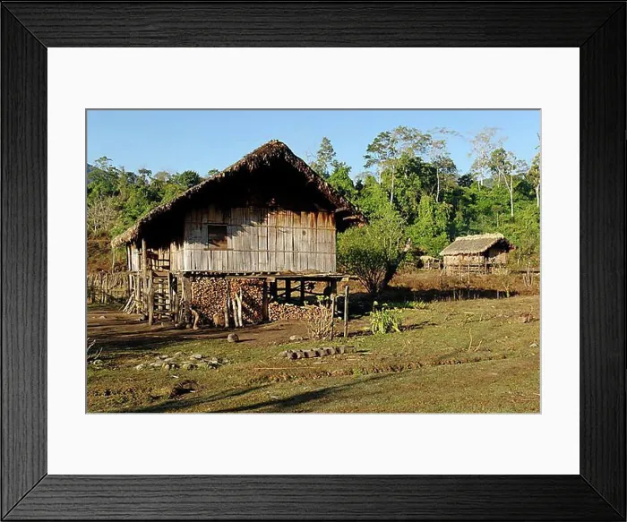 Framed Print : Bamboo hut, farm of the Rawang ethnic minority in the North of Myanmar, Kachin State, Burma, Myanmar, Asia Framed Print : Bamboo hut, farm of the Rawang ethnic minority in the North of Myanmar, Kachin State, Burma, Myanmar, Asia