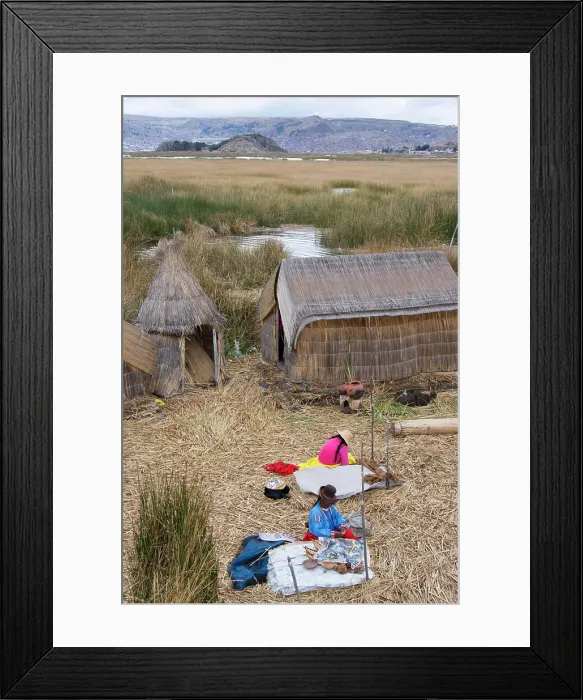 Framed Print : Local residents of floating reed islands of Uros, Lake Titicaca, Peru Framed Print : Local residents of floating reed islands of Uros, Lake Titicaca, Peru