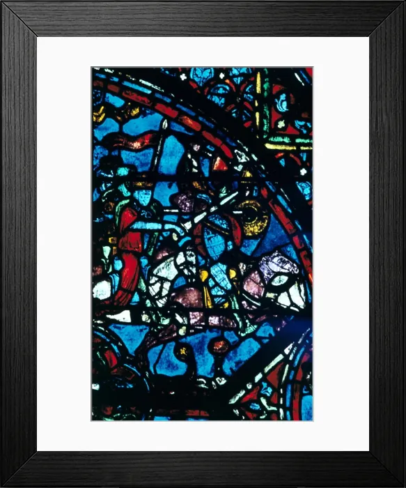Framed Print : Charlemagne battles the Saracens, stained glass, Chartres Cathedral, France, c1225. Detail from the Charlemagne Window Framed Print : Charlemagne battles the Saracens, stained glass, Chartres Cathedral, France, c1225. Detail from the Charlemagne Window