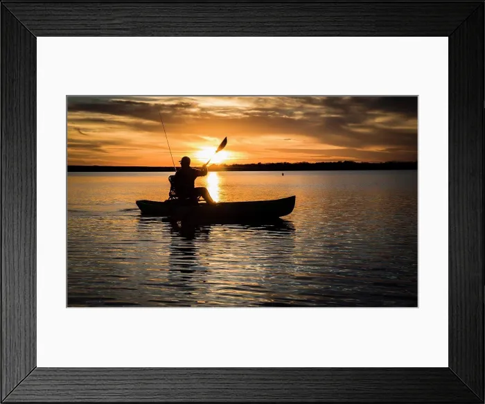 Framed Print : silhouette of kayak fisherman Framed Print : silhouette of kayak fisherman