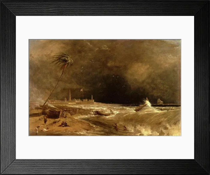 Framed Print : Madras, or Fort St. George, in the Bay of Bengal -- A Squall Passing Off Approaching Storm