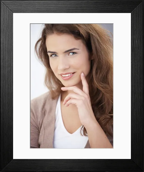 Framed Print : Portrait of attractive girl smiling Portrait of attractive young girl smiling