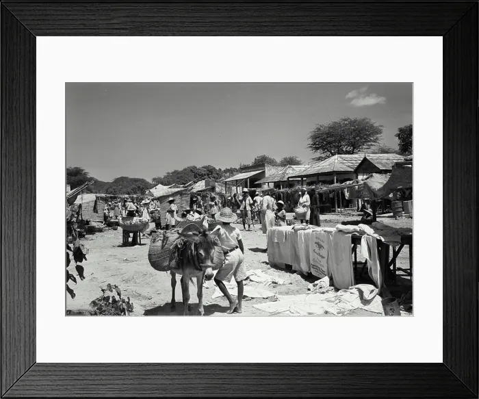 Framed Print : Vintage Photograph. View of the market at St. Maro, Haiti Framed Print : Vintage Photograph. View of the market at St. Maro, Haiti