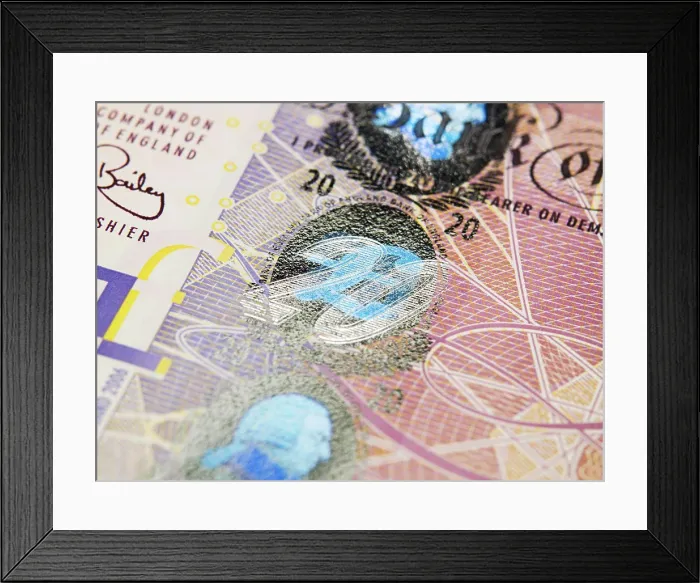 Framed Print : Close up of twenty pound note