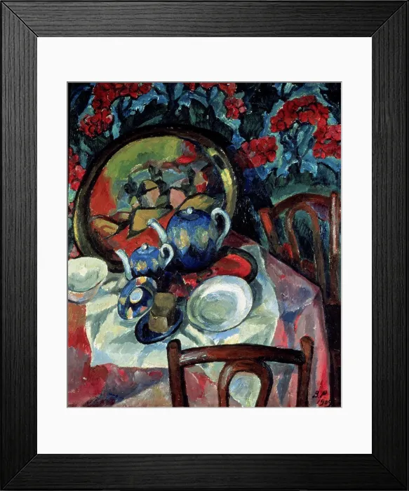 Framed Print : Still Life With Dishes by Vasilij Vasil'evic Rozdestvenskij