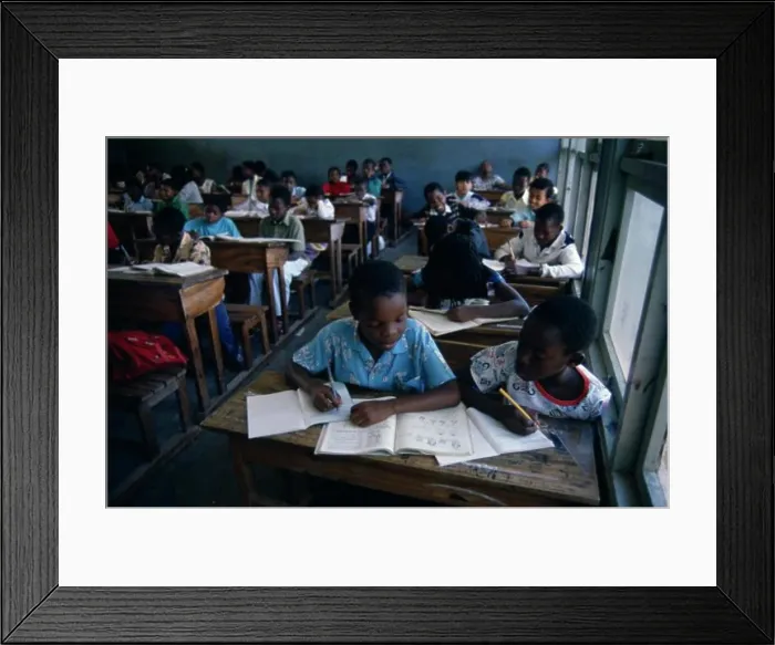 Framed Print : Mozambique, Maputo, Primary School Pupils In Classroom