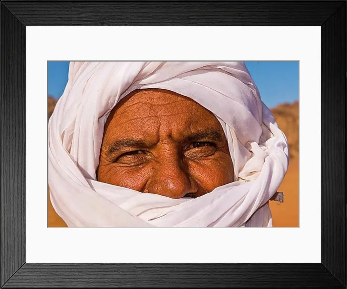 Framed Print : Portrait of happy man, Bedouin, Wadi Rum, Jordan, Asia
