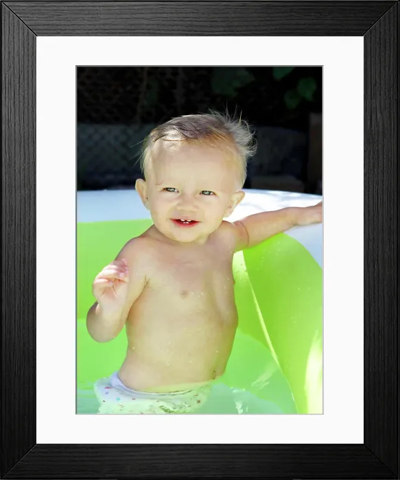 Framed Print : Happy Baby Boy in the Pool Playful Baby Boy in the Pool at Sunny Summer Day