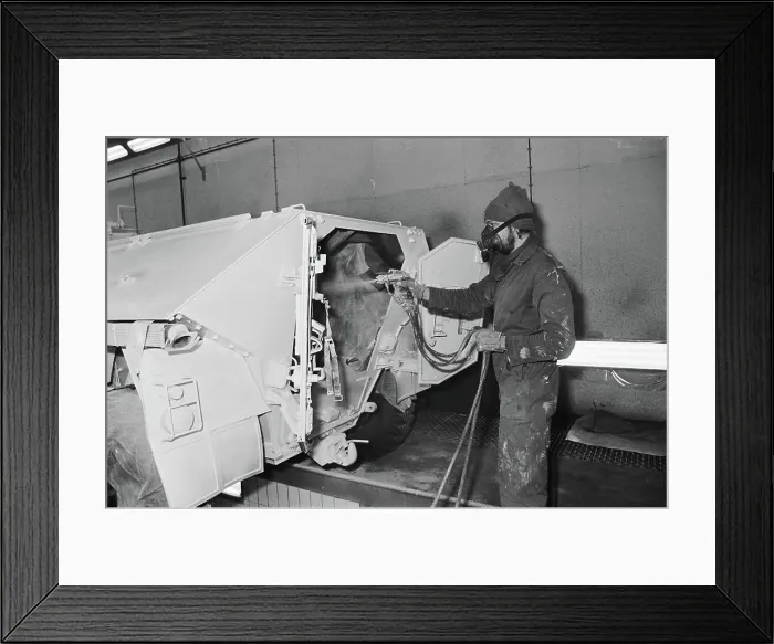 Framed Print : Anefo photo collection. White sprayed army vehicles i Framed Print : Anefo photo collection. White sprayed army vehicles i