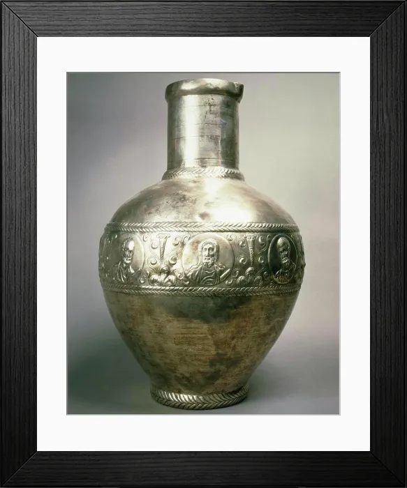Framed Print : France, Paris, Musee Du Louvre, Silver vase from Syria, 6th century