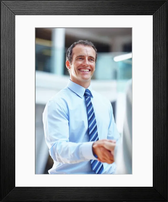 Framed Print : Business man, handshake and meeting in partnership Framed Print : Business man, handshake and meeting in partnership