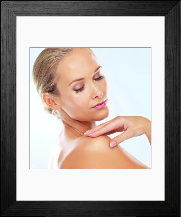 Framed Print : Woman, relax or skincare for wellness with cosmetics Framed Print : Woman, relax or skincare for wellness with cosmetics