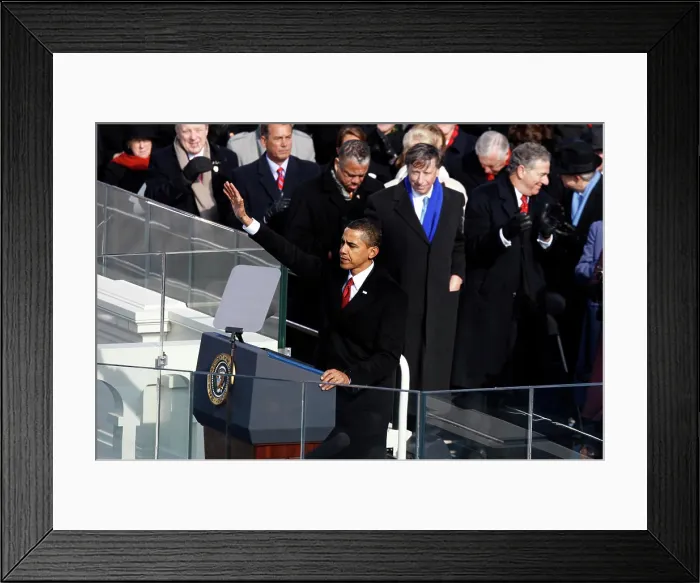 Framed Print : President Barack Obama after his Inaugural address at the swearing in ceremony during the Inauguration on January 20 Framed Print : President Barack Obama after his Inaugural address at the swearing in ceremony during the Inauguration on January 20