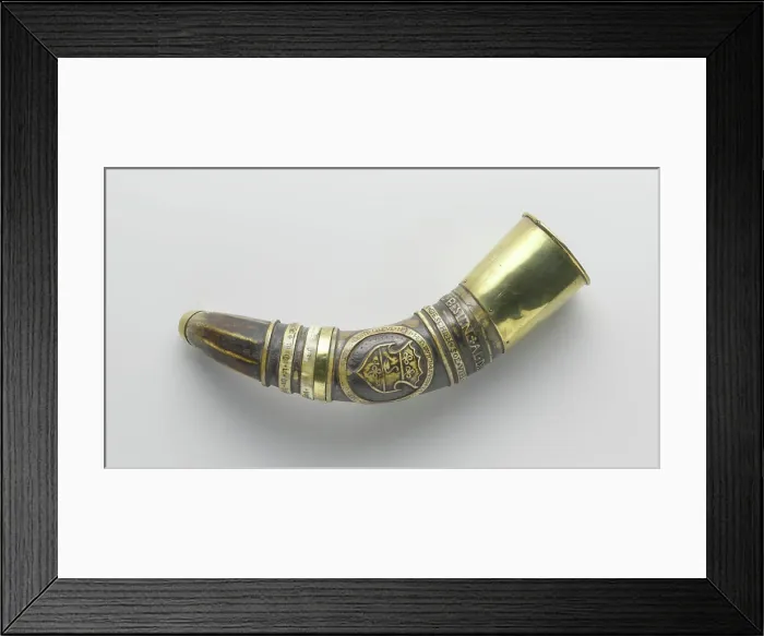 Framed Print : Oxhorn with copper batter, anonymous, c Framed Print : Oxhorn with copper batter, anonymous, c