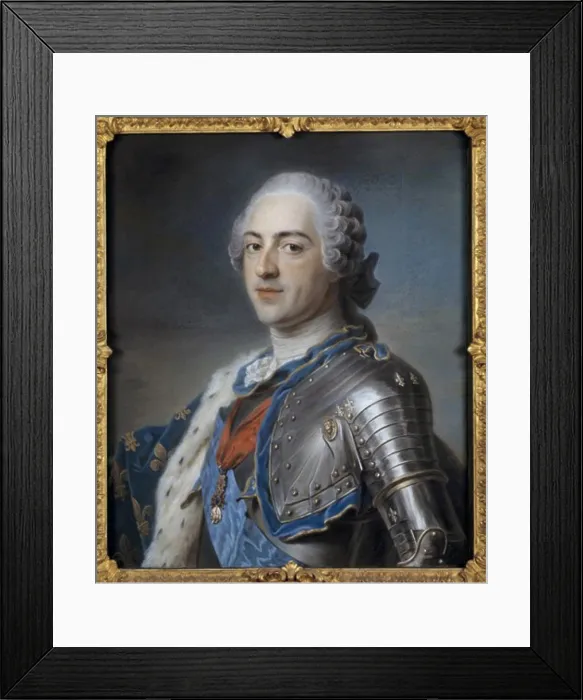 Framed Print : Portrait of Louis XV in Armor 1750 Maurice Quentin de La Tour (1704-1788 French) Pastel Musee du Louvre, Paris, France