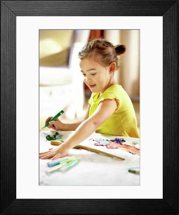 Framed Print : Painting, art and girl kid with homework