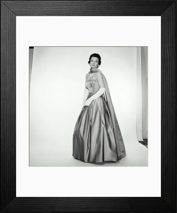 Framed Print : Vintage Photograph. Brunette woman wearing evening gown
