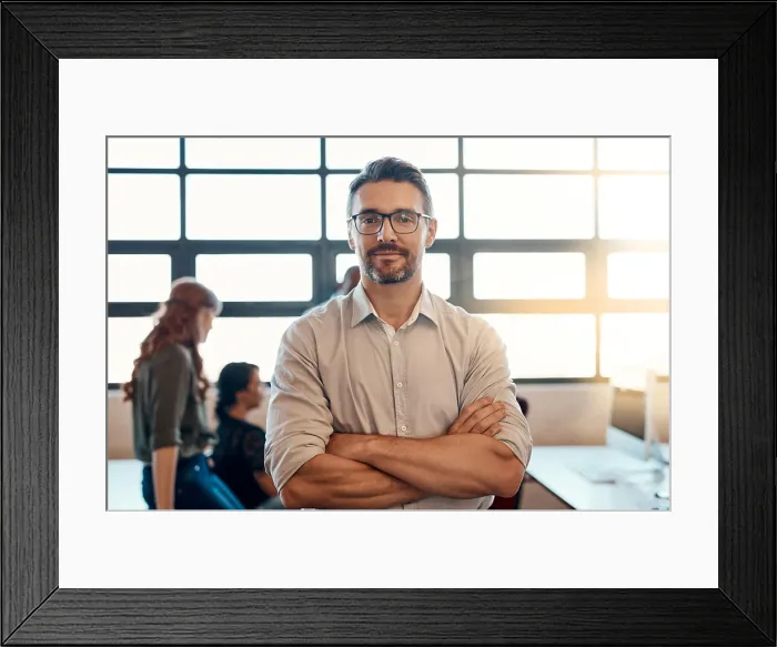 Framed Print : Portrait, leader and business man with arms crossed for coworking