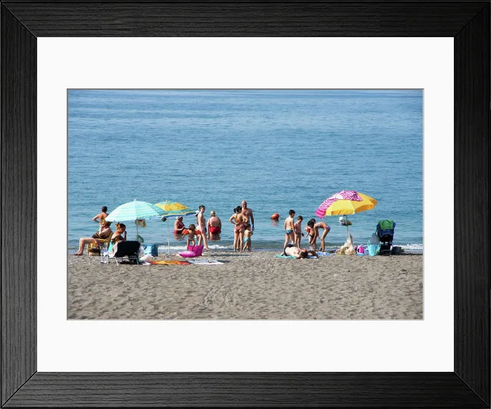 Framed Print : Italy, Campania, Amalfi Coast, Minori beach crowded with families