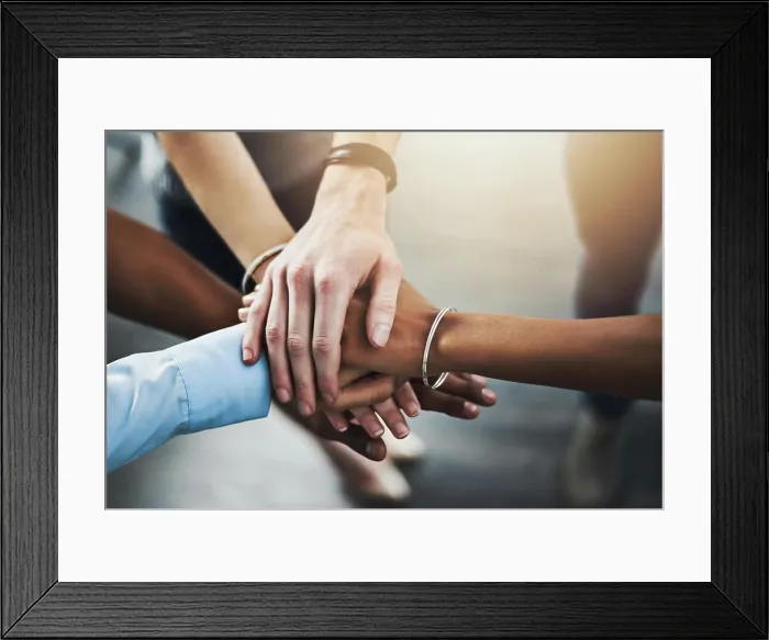 Framed Print : Business, people and hand stack in office teamwork