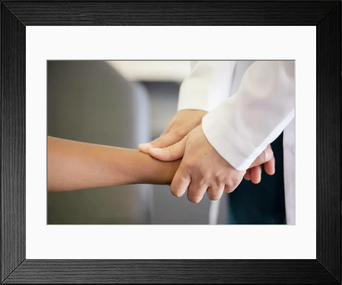 Framed Print : Close up of doctor evaluating patient's wrist Framed Print : Close up of doctor evaluating patient's wrist