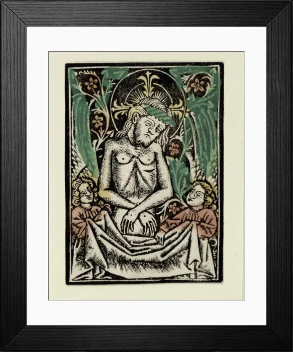 Framed Print : 'Colored current-cut print by Monogrammist d from the beginning of the second half of the 15th century depicting a man