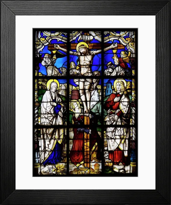 Framed Print : The Crucifixion; Germany; Saxony; Altenberg; stained glass; circa 1525 Framed Print : The Crucifixion; Germany; Saxony; Altenberg; stained glass; circa 1525