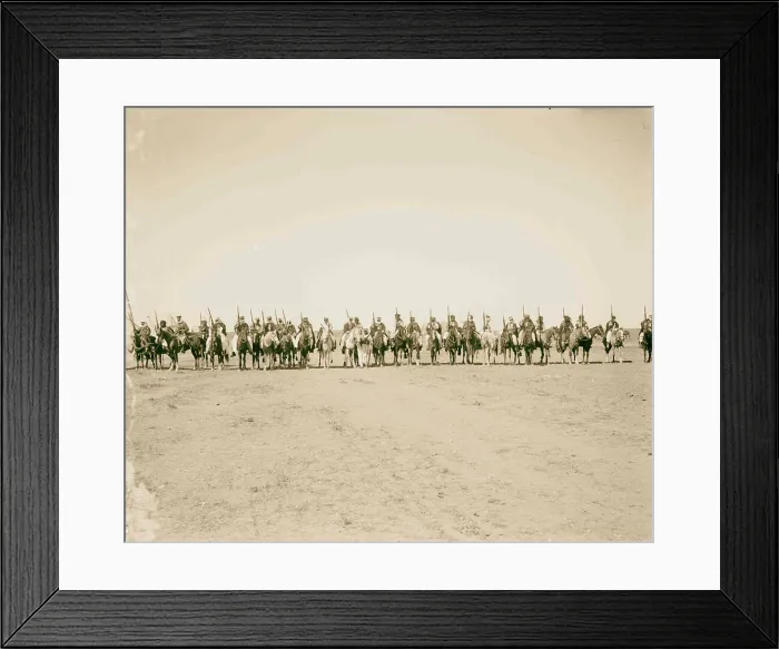 Framed Print : Line of mounted Bedouins, Pan Islamic conference escort of King Ali and Emir Abdullah Framed Print : Line of mounted Bedouins, Pan Islamic conference escort of King Ali and Emir Abdullah