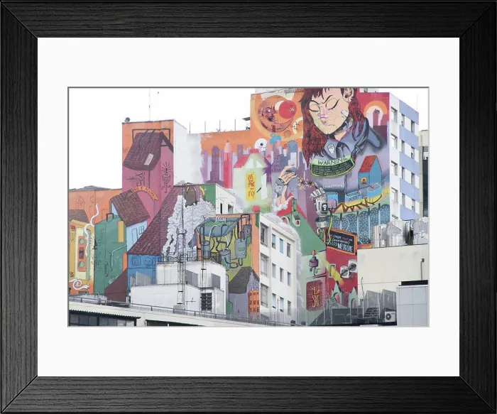 Framed Print : Skyline city, graffiti, Sío Paulo, Brazil Framed Print : Skyline city, graffiti, Sío Paulo, Brazil