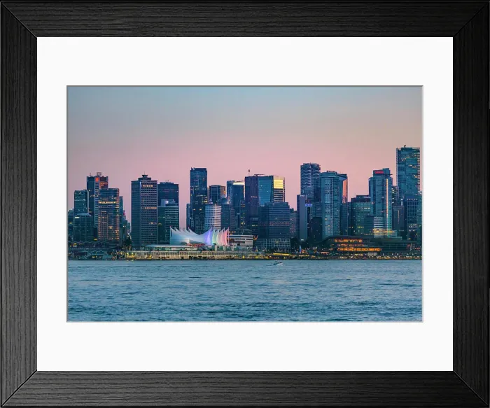 Framed Print : Downtown Vancouver including Harbour Center, the convention center and waterfront, British Columbia, Canada