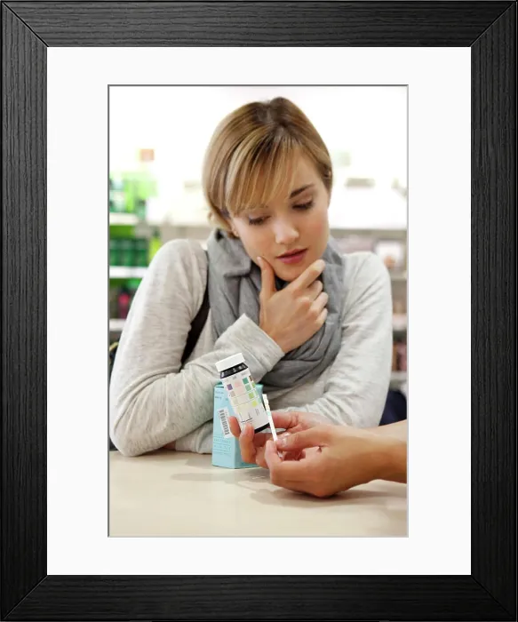 Framed Print : Urine test strip