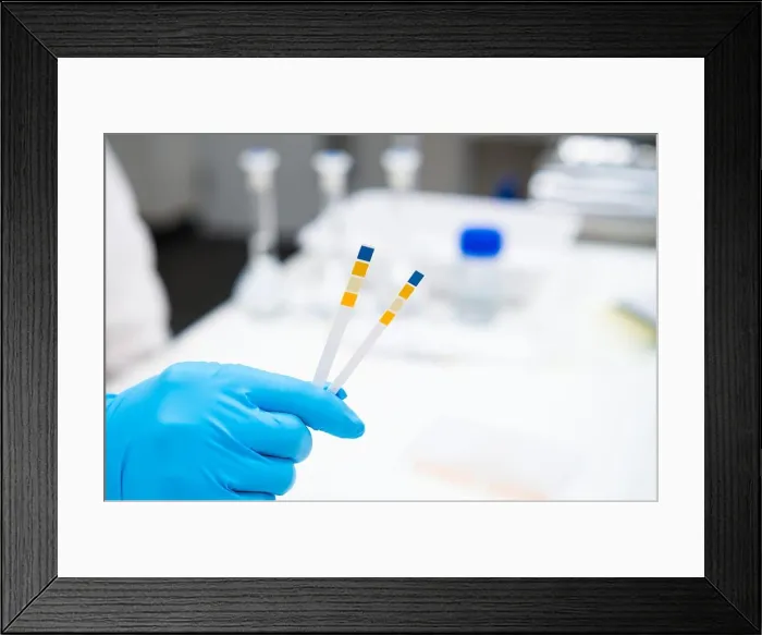 Framed Print : Making a pH test of water in the chemical laboratory