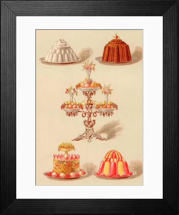 Framed Print : Moulded puddings for a dinner party Framed Print : Moulded puddings for a dinner party