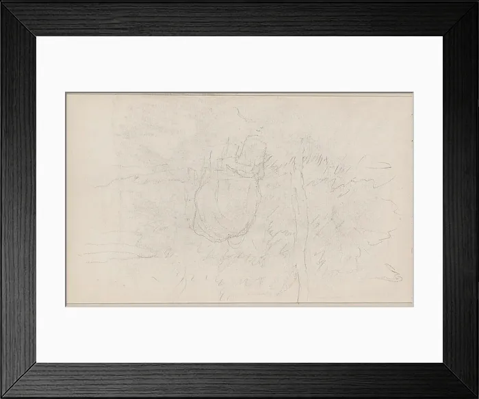 Framed Print : Grazing cow at a tree.Leaf 5 verso from a sketchbook with 41 sheets Framed Print : Grazing cow at a tree.Leaf 5 verso from a sketchbook with 41 sheets