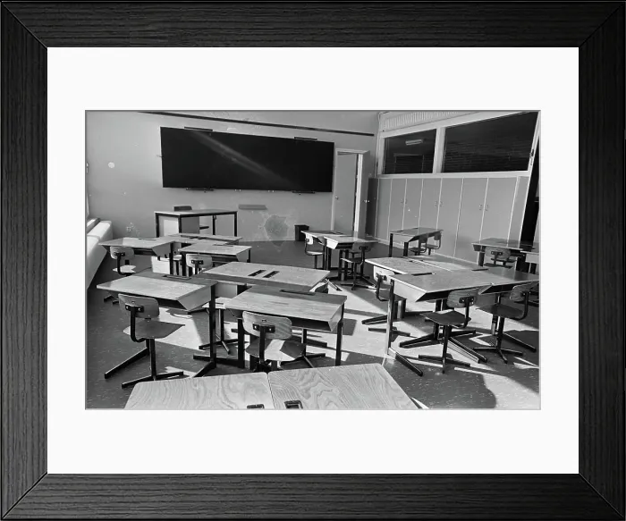 Framed Print : Anefo photo collection. Lelystad almost ready. The school is already ready. September 28, 1967. Lelystad