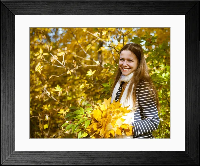 Framed Print : Portrait of a beautiful teenage girl having fun in autumn park.Outdoor