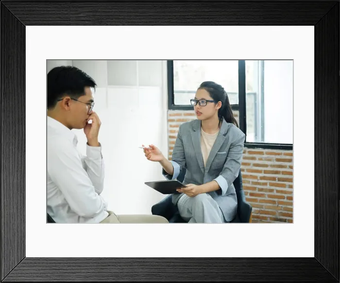 Framed Print : Healthcare concept of professional psychologist doctor consult in psychotherapy session or counsel diagnosis health