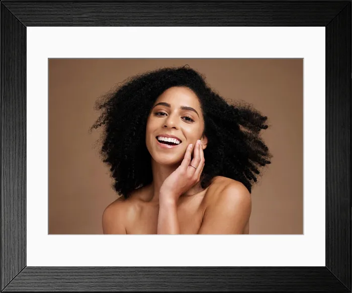 Framed Print : Woman, studio portrait and afro with beauty Framed Print : Woman, studio portrait and afro with beauty