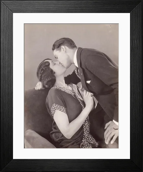 Framed Print : USA, Claud Buchanan and Mona Palma learning right and wrong method of kissing for movies Framed Print : USA, Claud Buchanan and Mona Palma learning right and wrong method of kissing for movies