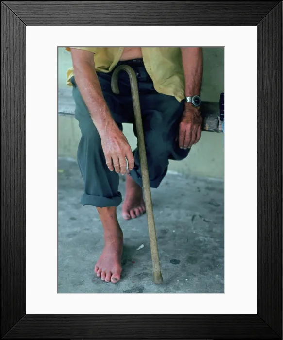 Framed Print : The barefeet of an elderly man Framed Print : The barefeet of an elderly man